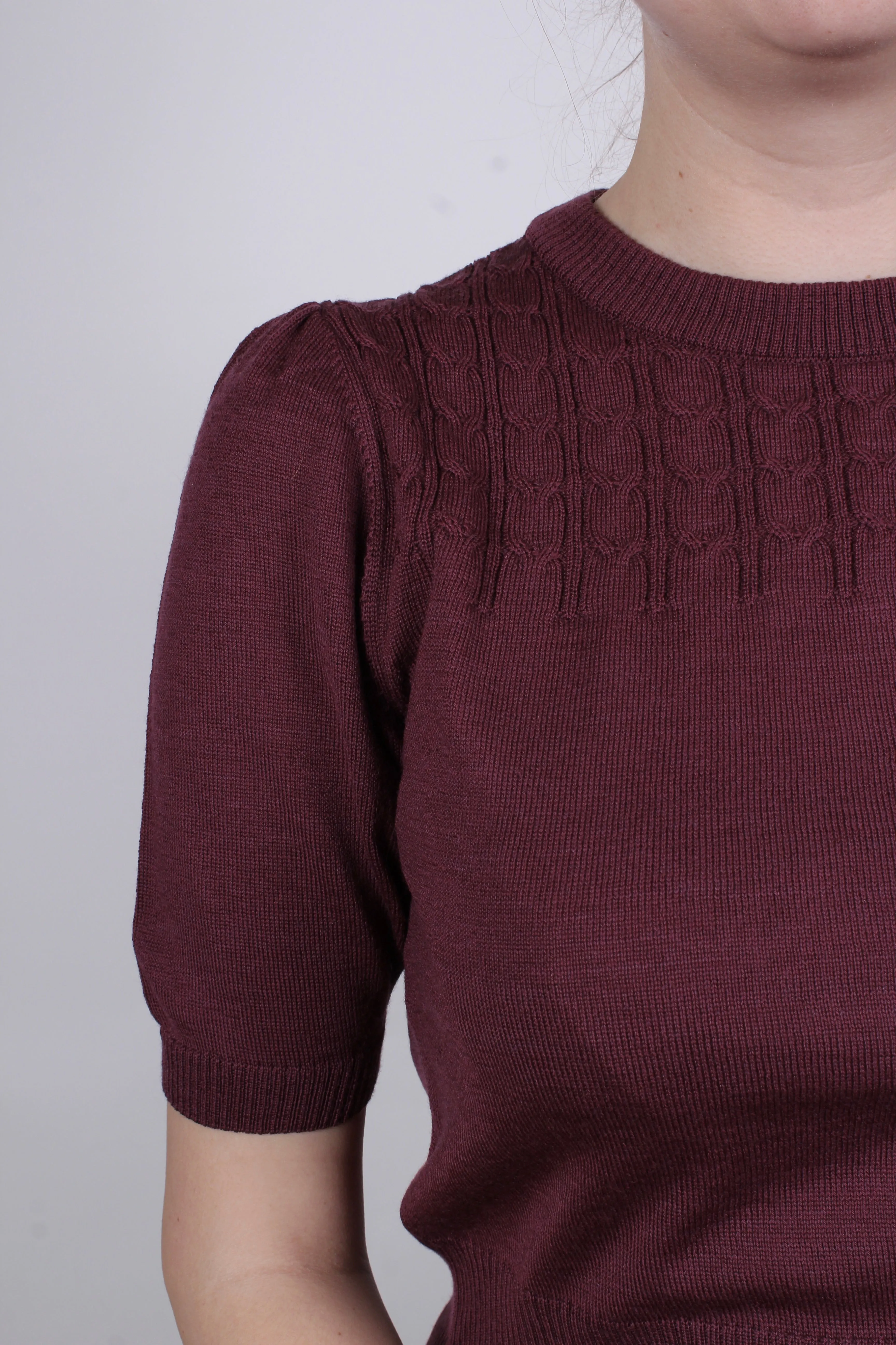 1940s / 1950s style short-sleeved pullover - Plum - Sally