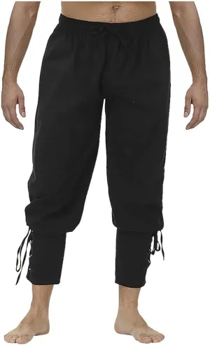 2025 Mens Drawstring Waist Pants Linen Banded Pants