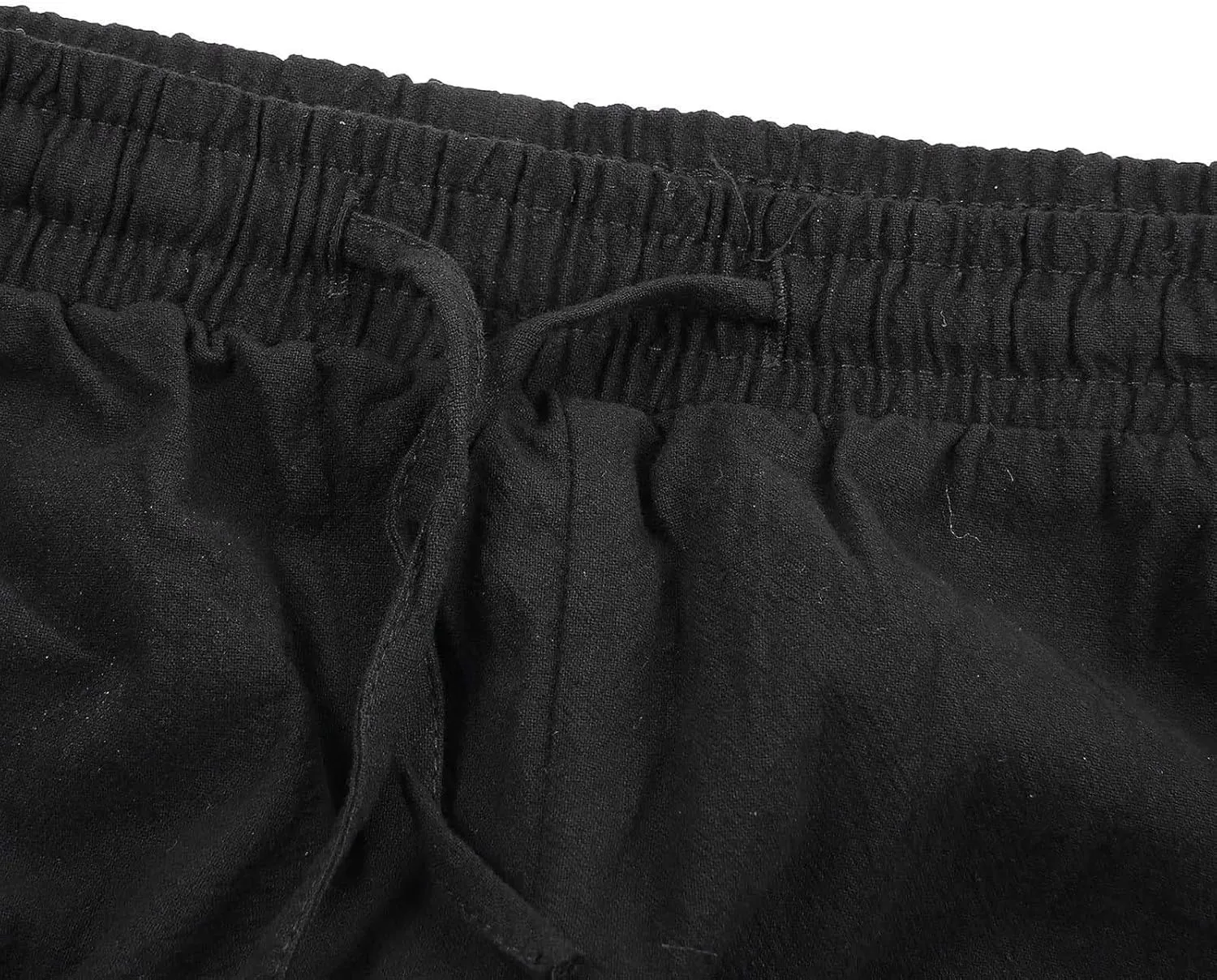 2025 Mens Drawstring Waist Pants Linen Banded Pants