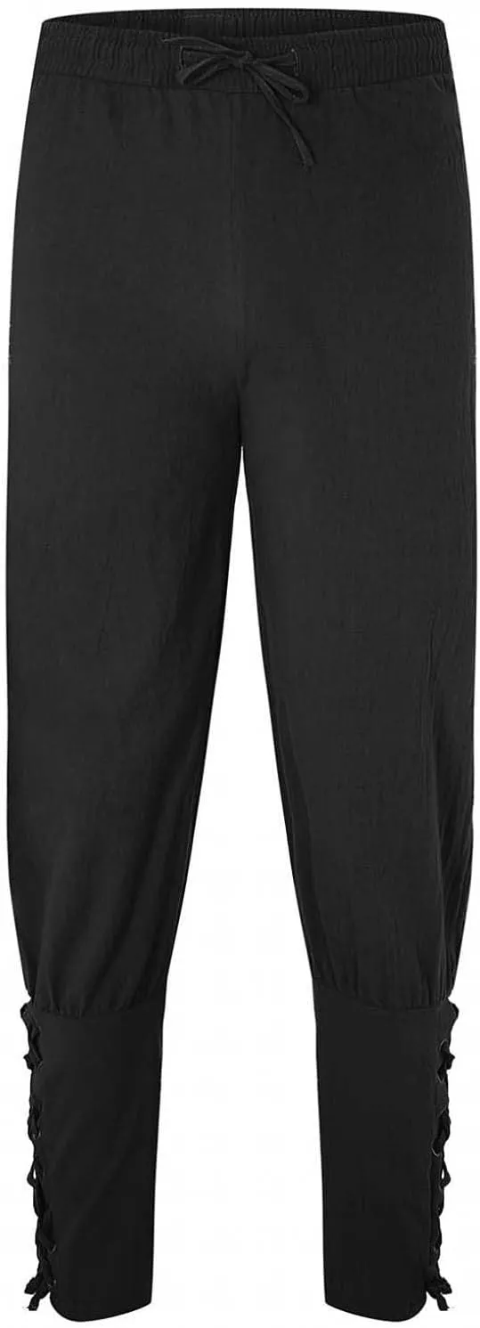 2025 Mens Drawstring Waist Pants Linen Banded Pants