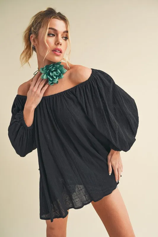 Aemi   Co Off-Shoulder Balloon Sleeve Blouse