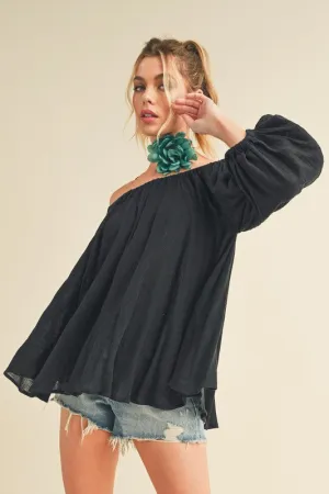 Aemi   Co Off-Shoulder Balloon Sleeve Blouse