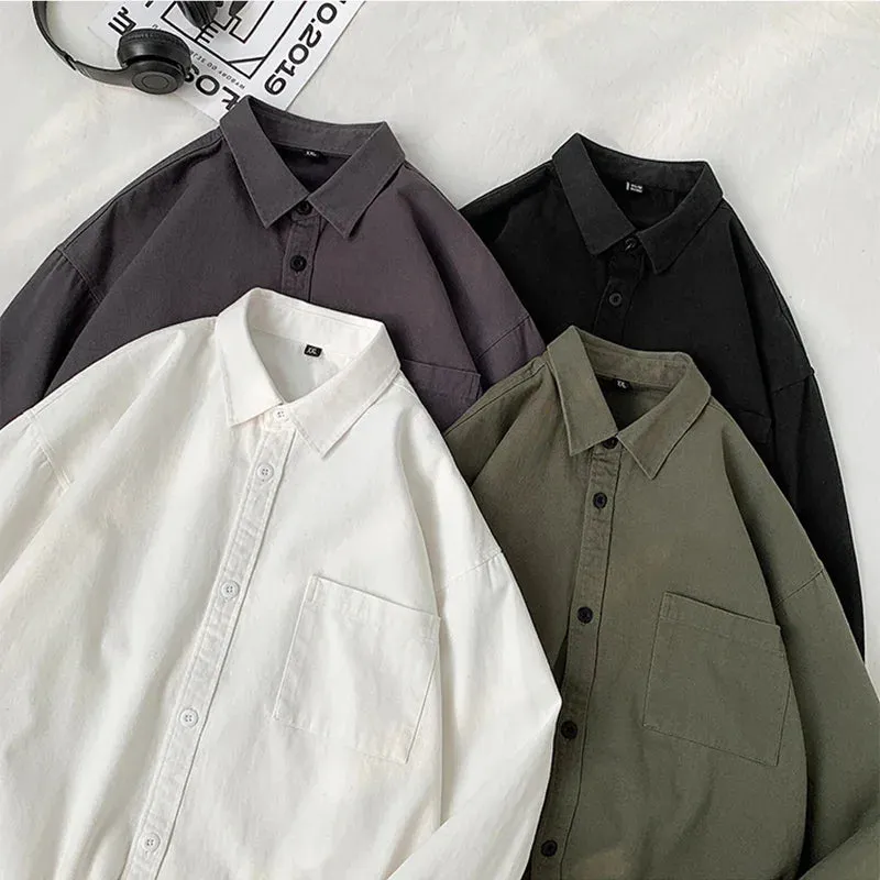 Aidase Spring Autumn Cotton White Shirts Male Long Sleeve Man Shirts Black Elegant Shirts for Men