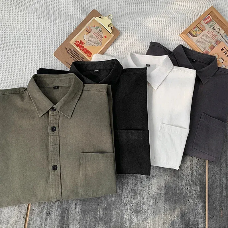 Aidase Spring Autumn Cotton White Shirts Male Long Sleeve Man Shirts Black Elegant Shirts for Men