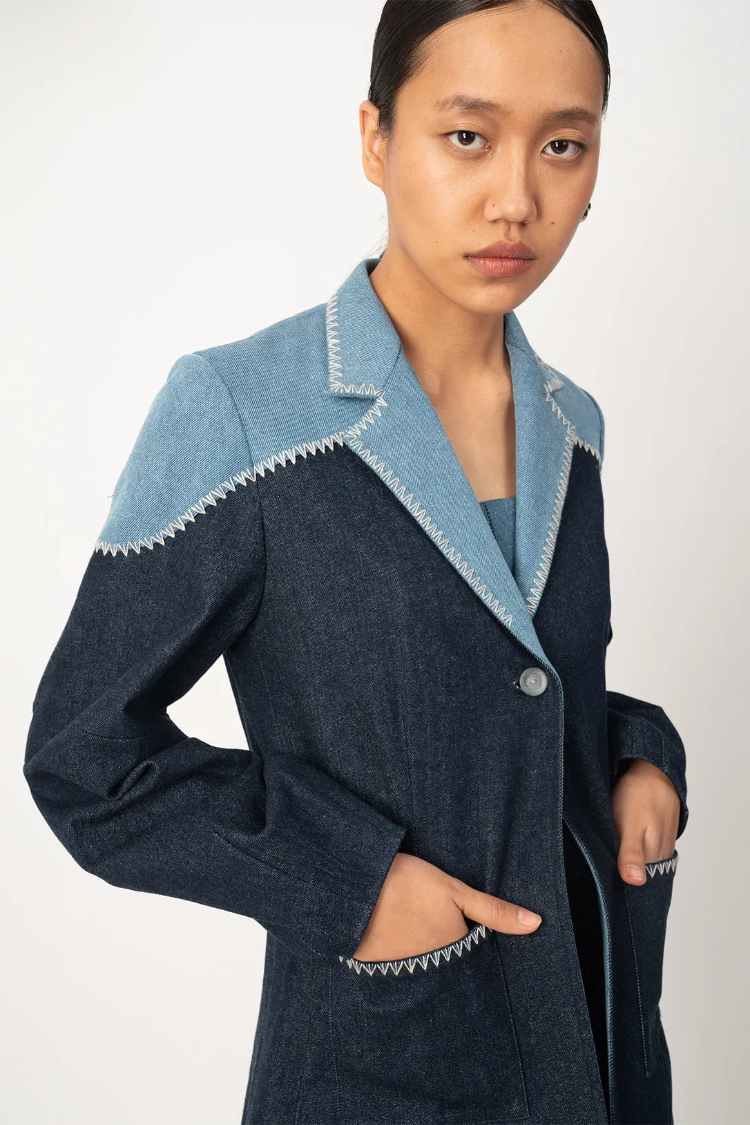 anwen denim blazer