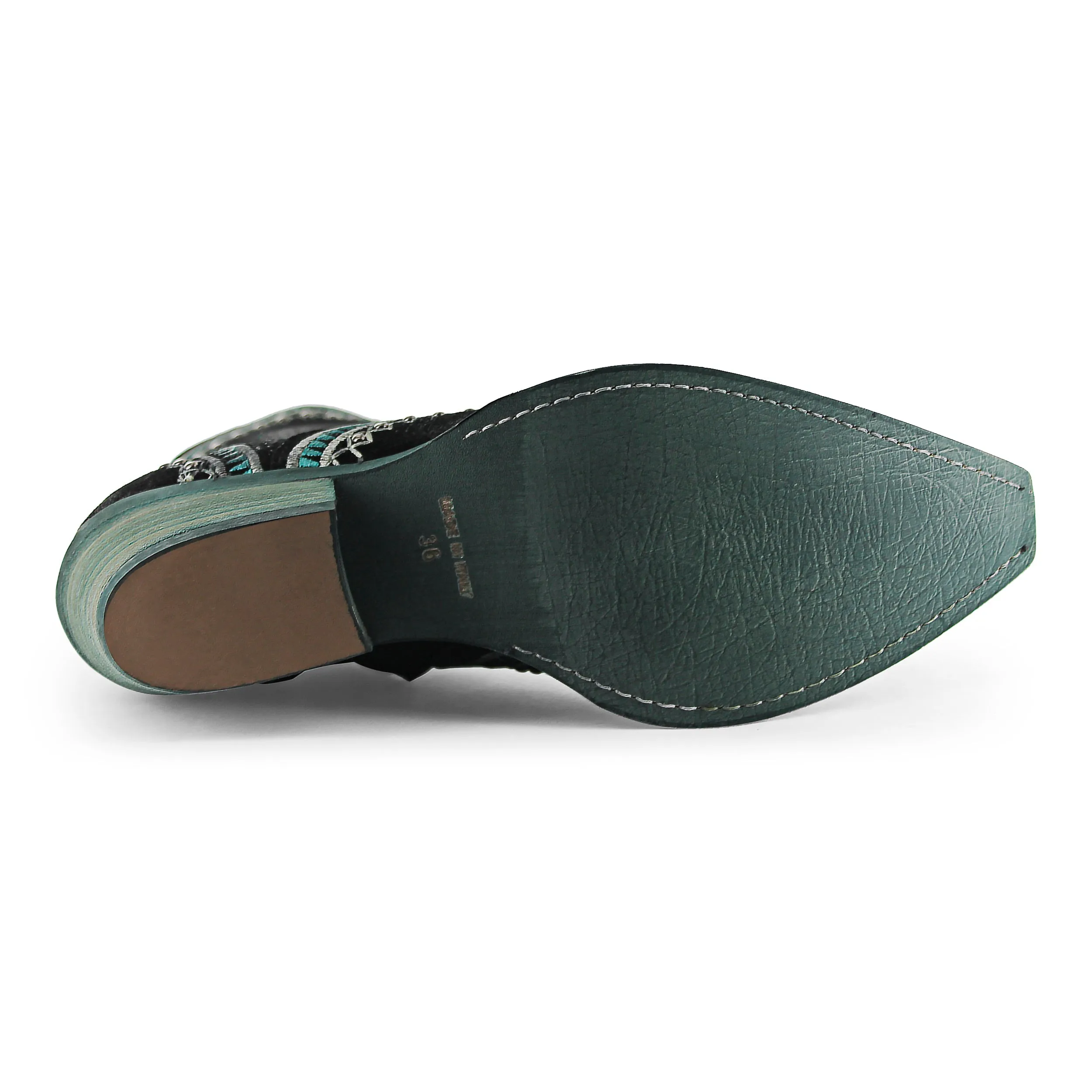 Apache04 - Black Ankle Western Turquoise