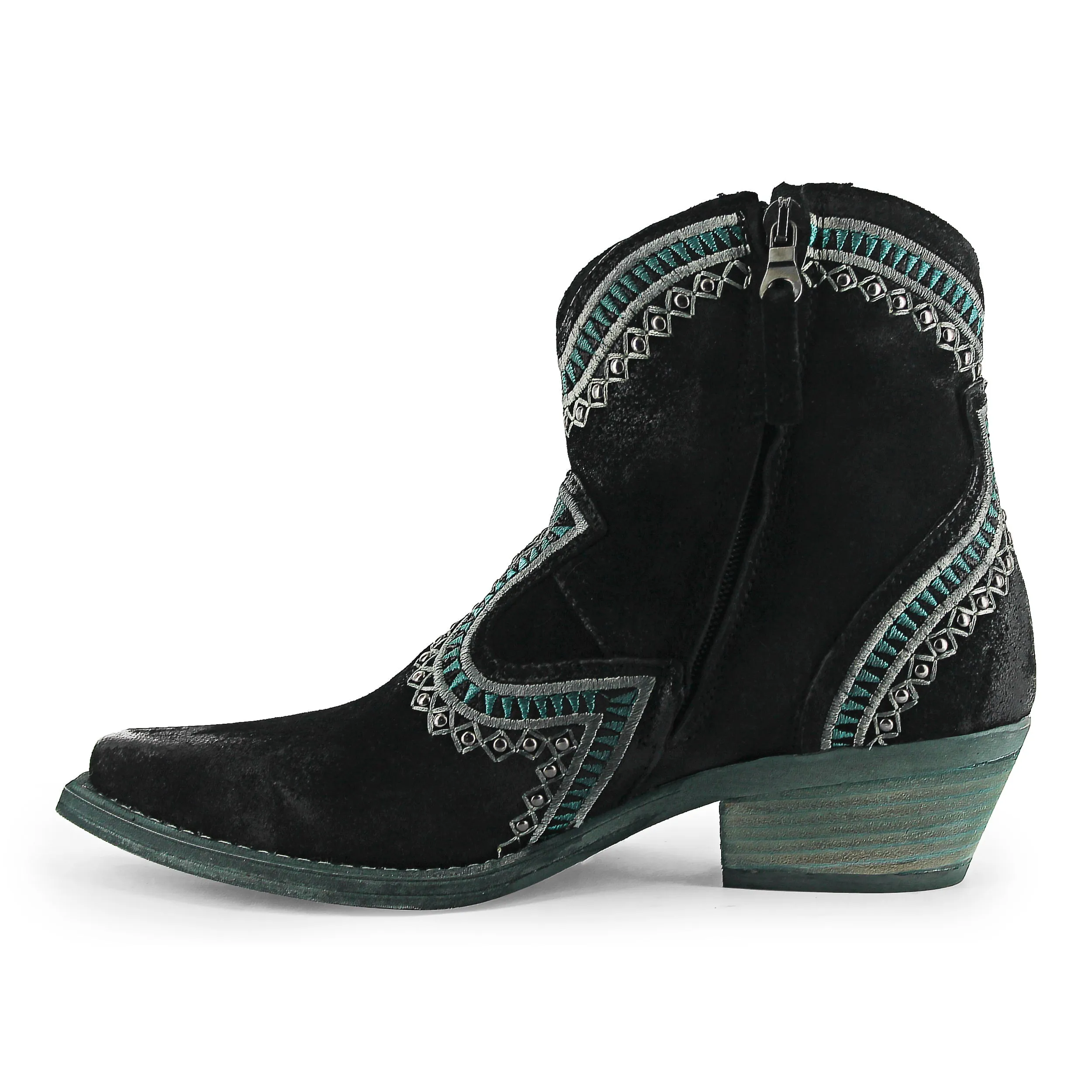 Apache04 - Black Ankle Western Turquoise