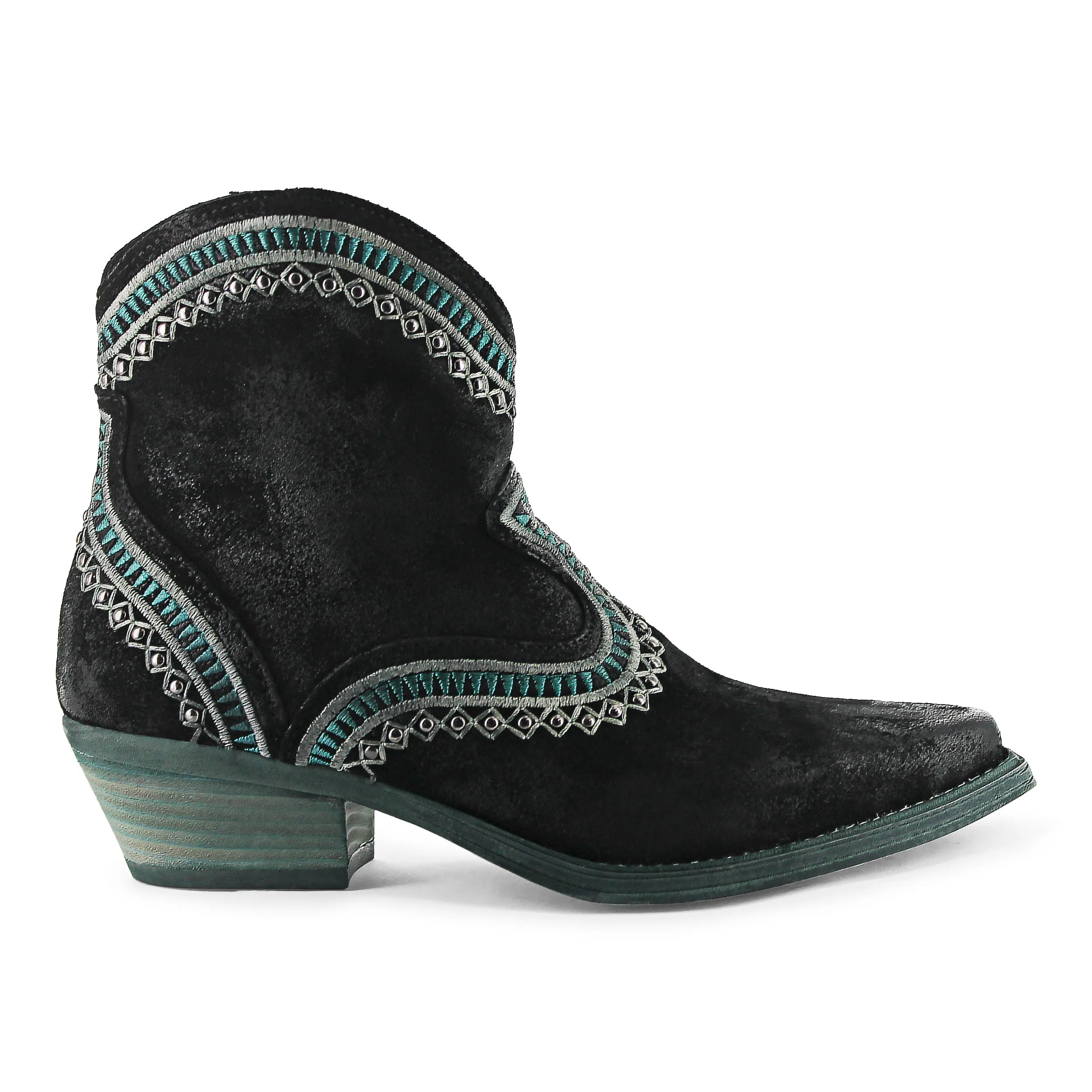 Apache04 - Black Ankle Western Turquoise