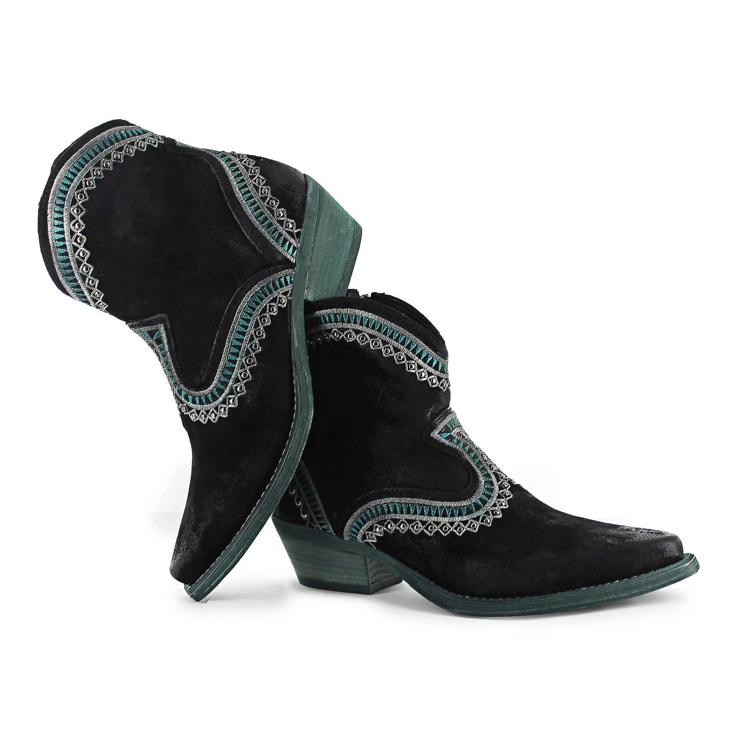 Apache04 - Black Ankle Western Turquoise