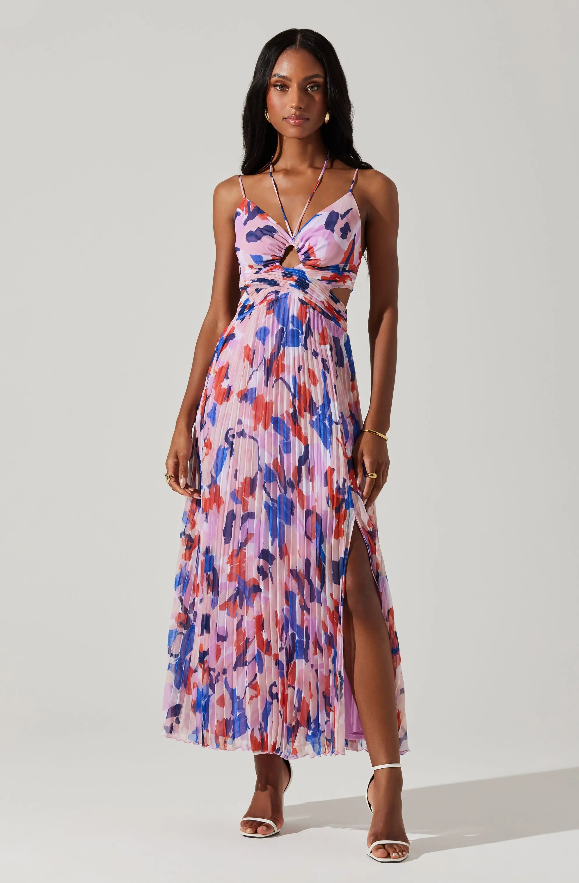 Aquata Floral Pleated Maxi Dress