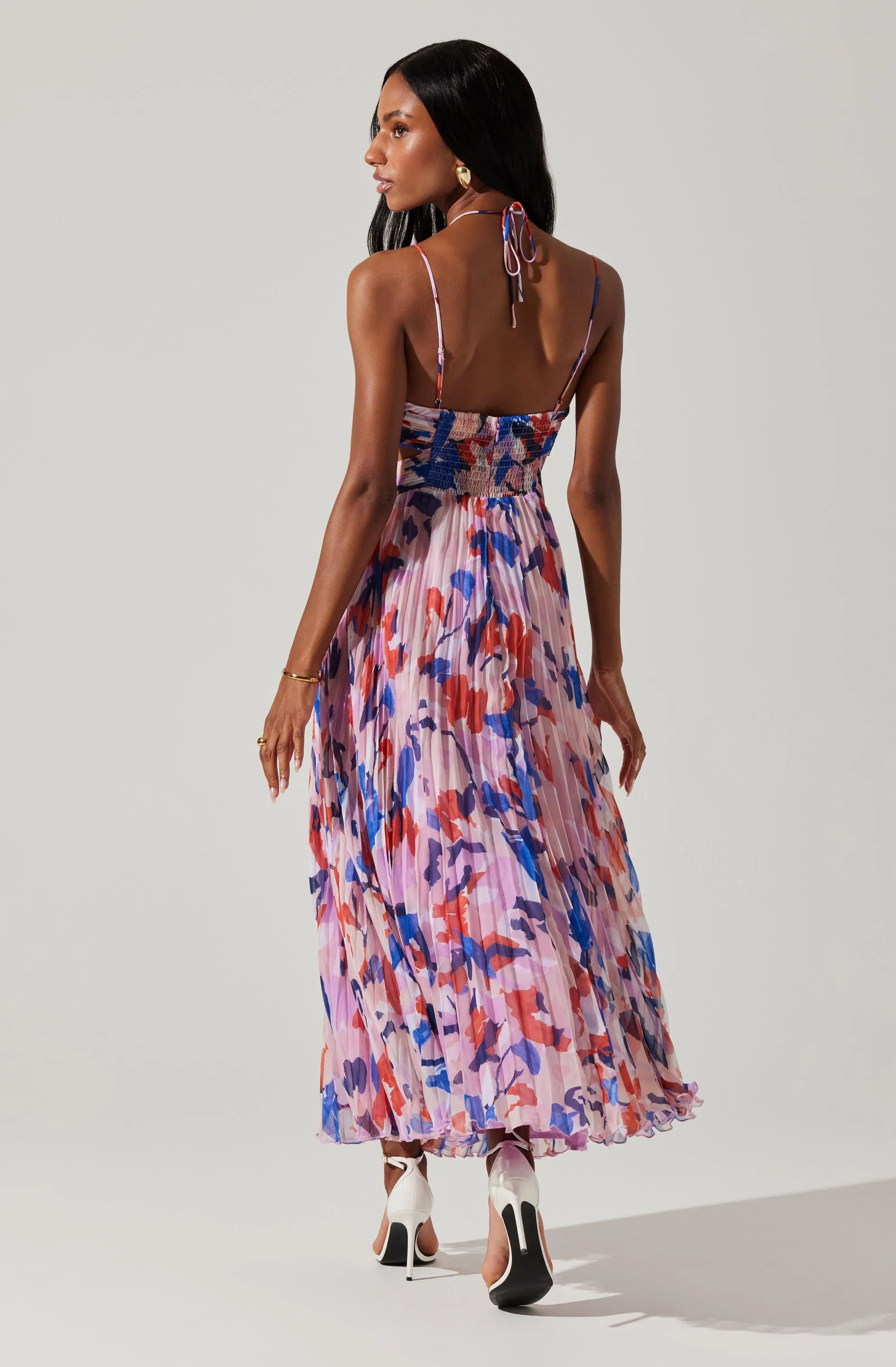 Aquata Floral Pleated Maxi Dress