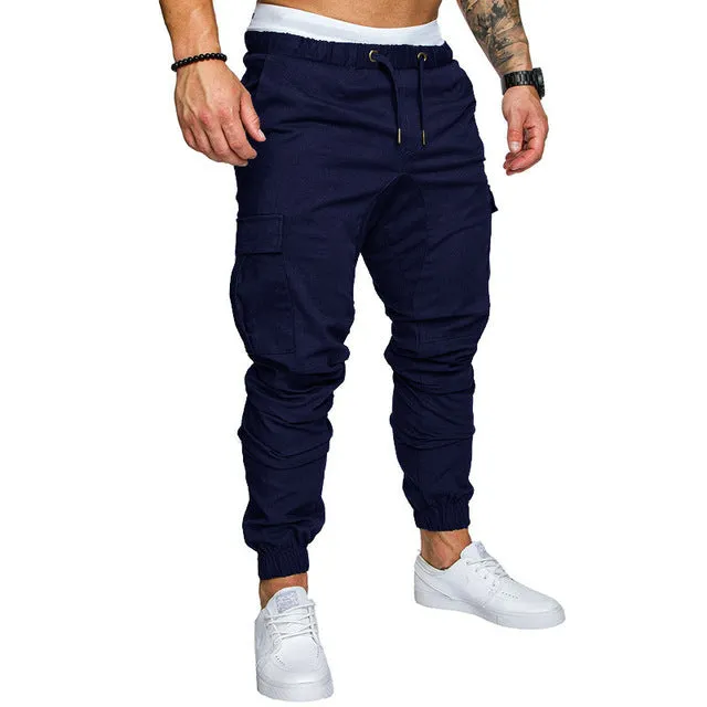 Autumn Mens Solid Multi-pocket Pants