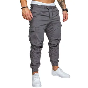 Autumn Mens Solid Multi-pocket Pants