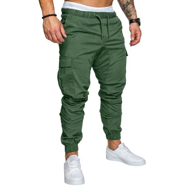 Autumn Mens Solid Multi-pocket Pants