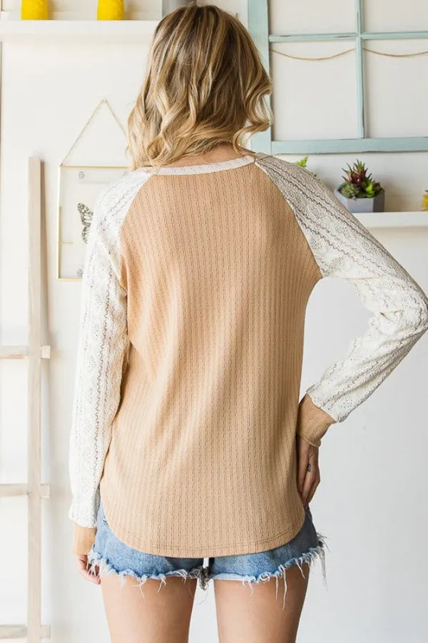 Casual Elegance Plus Lace Long Sleeve Top (Size 3X)