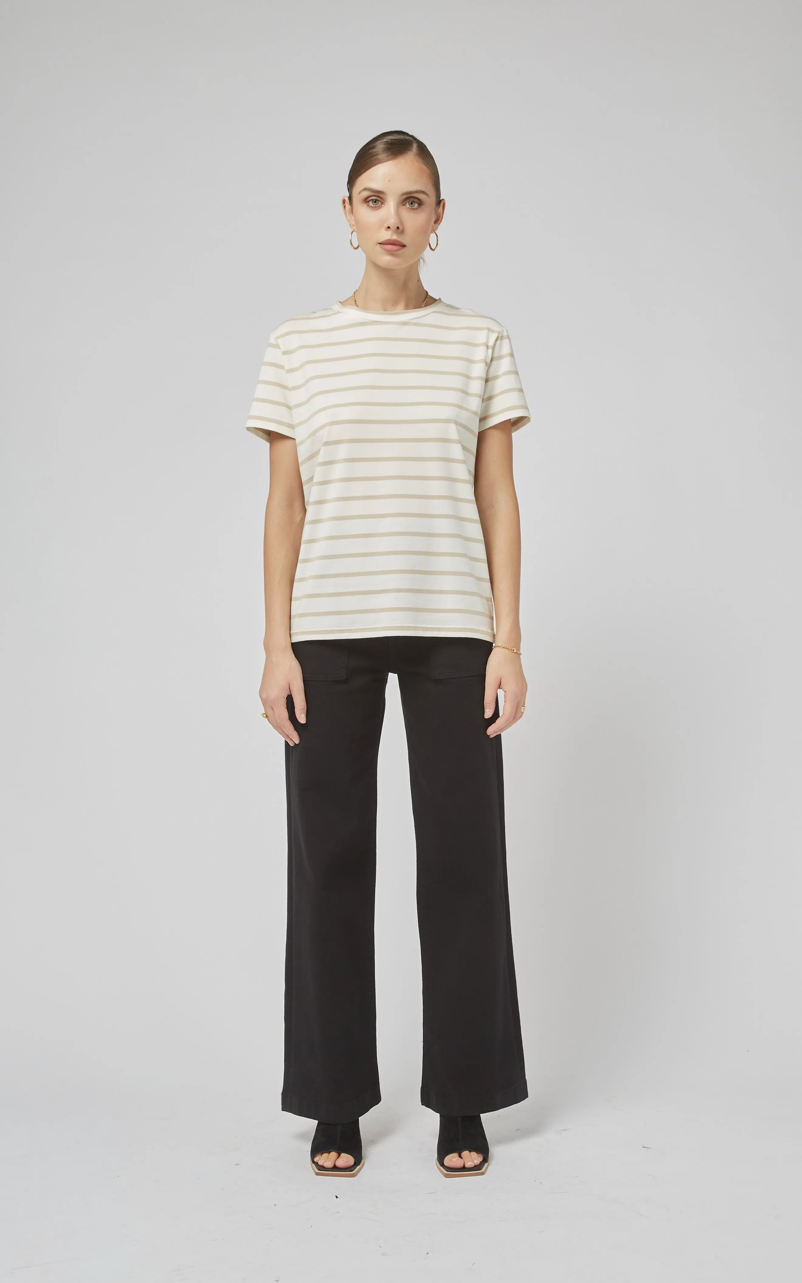 Clare Beige Stripe Tee
