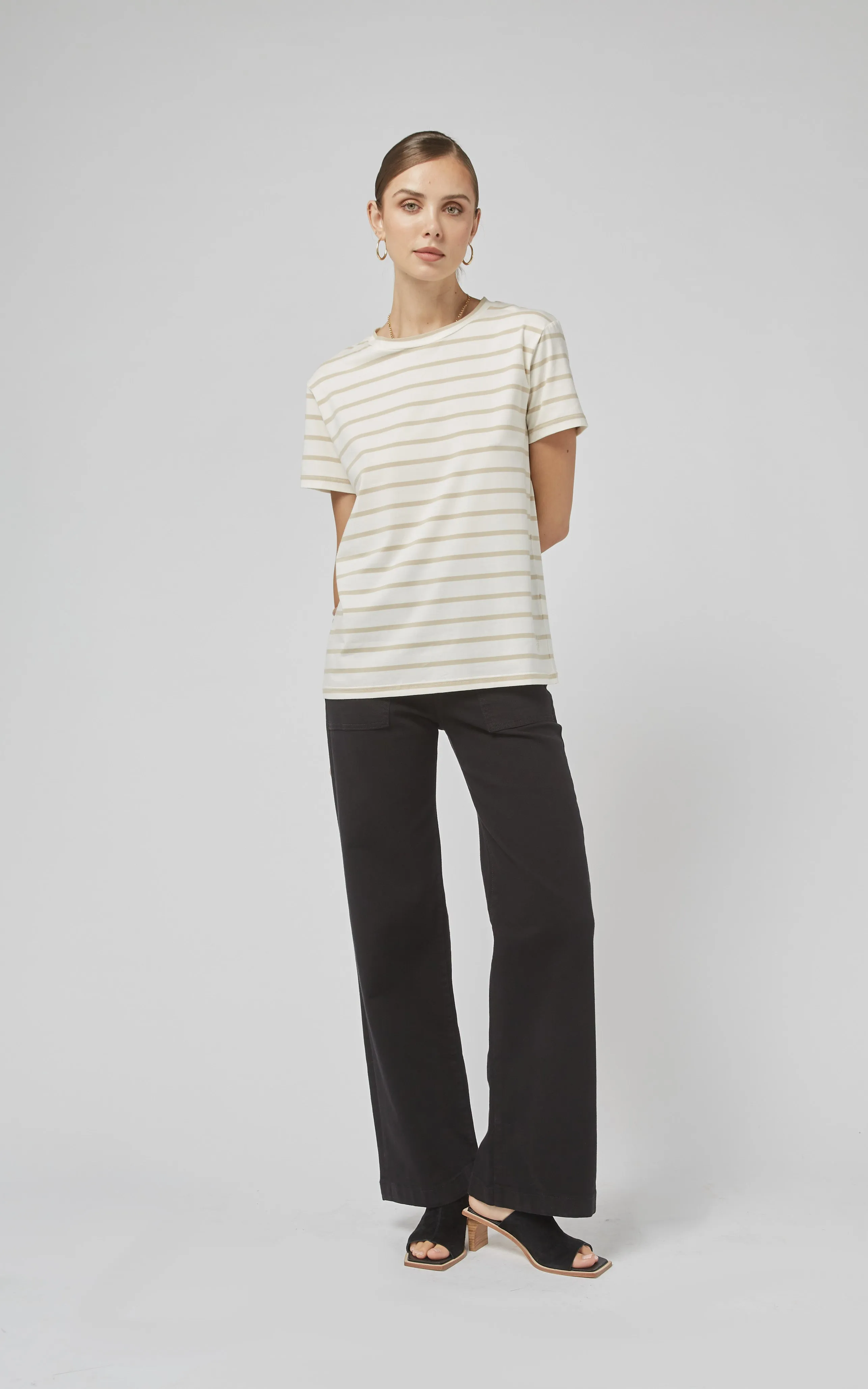 Clare Beige Stripe Tee