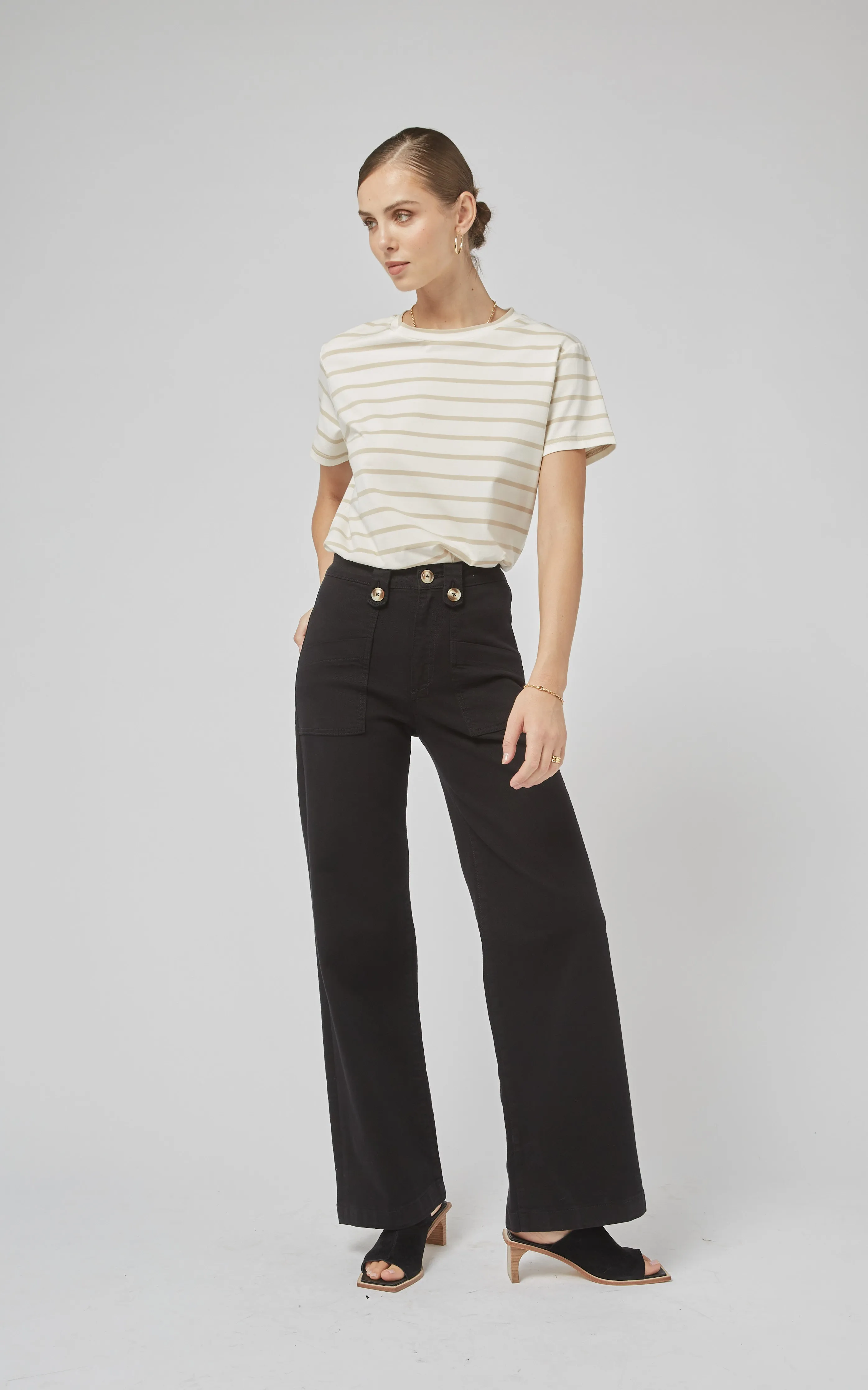 Clare Beige Stripe Tee