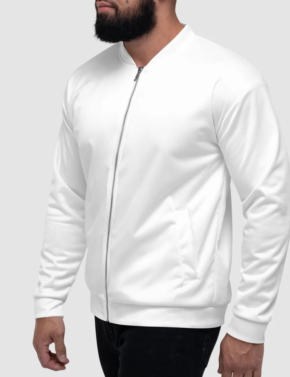 Classic White Men's Lightweight Bomber Jacket