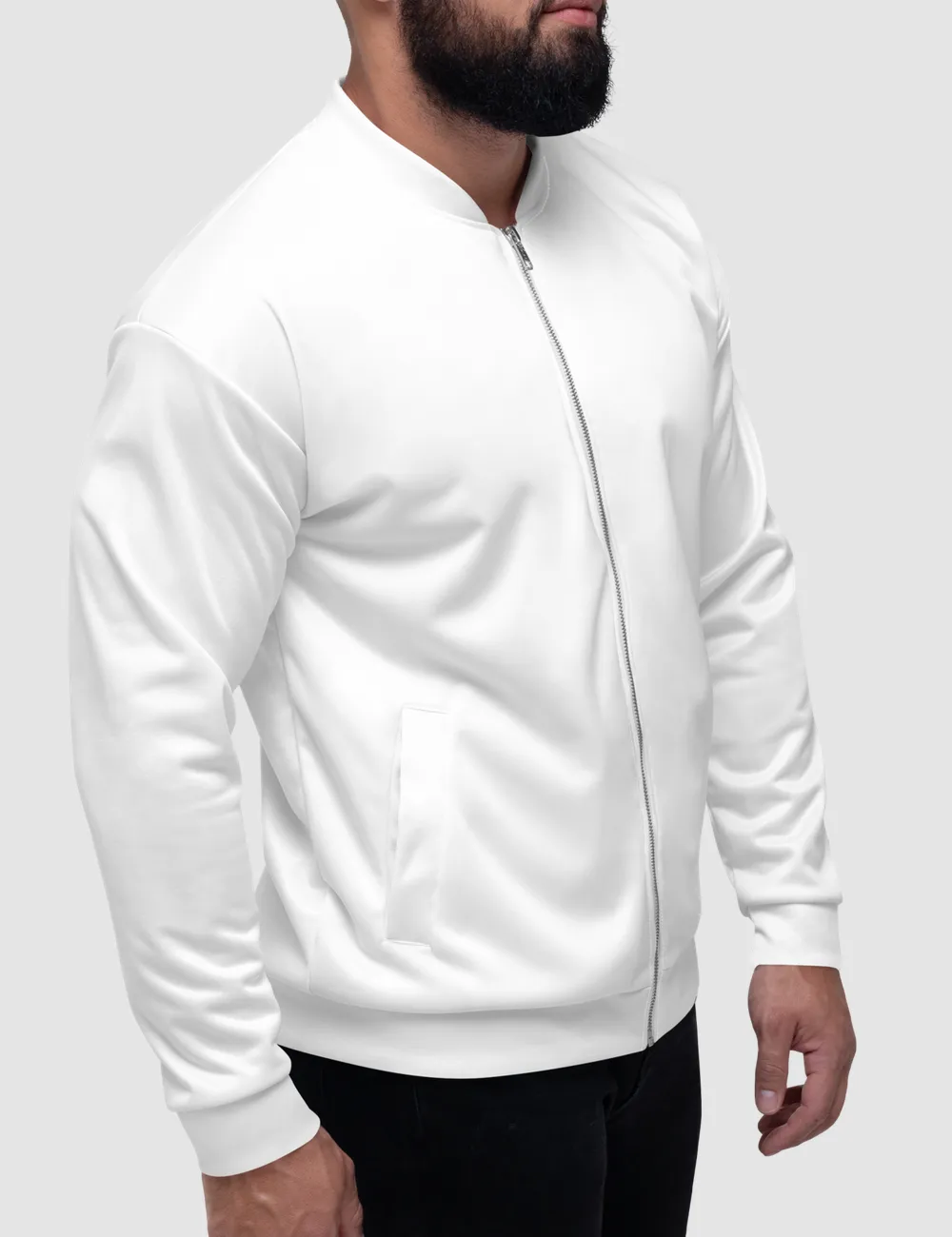 Classic White Men's Lightweight Bomber Jacket