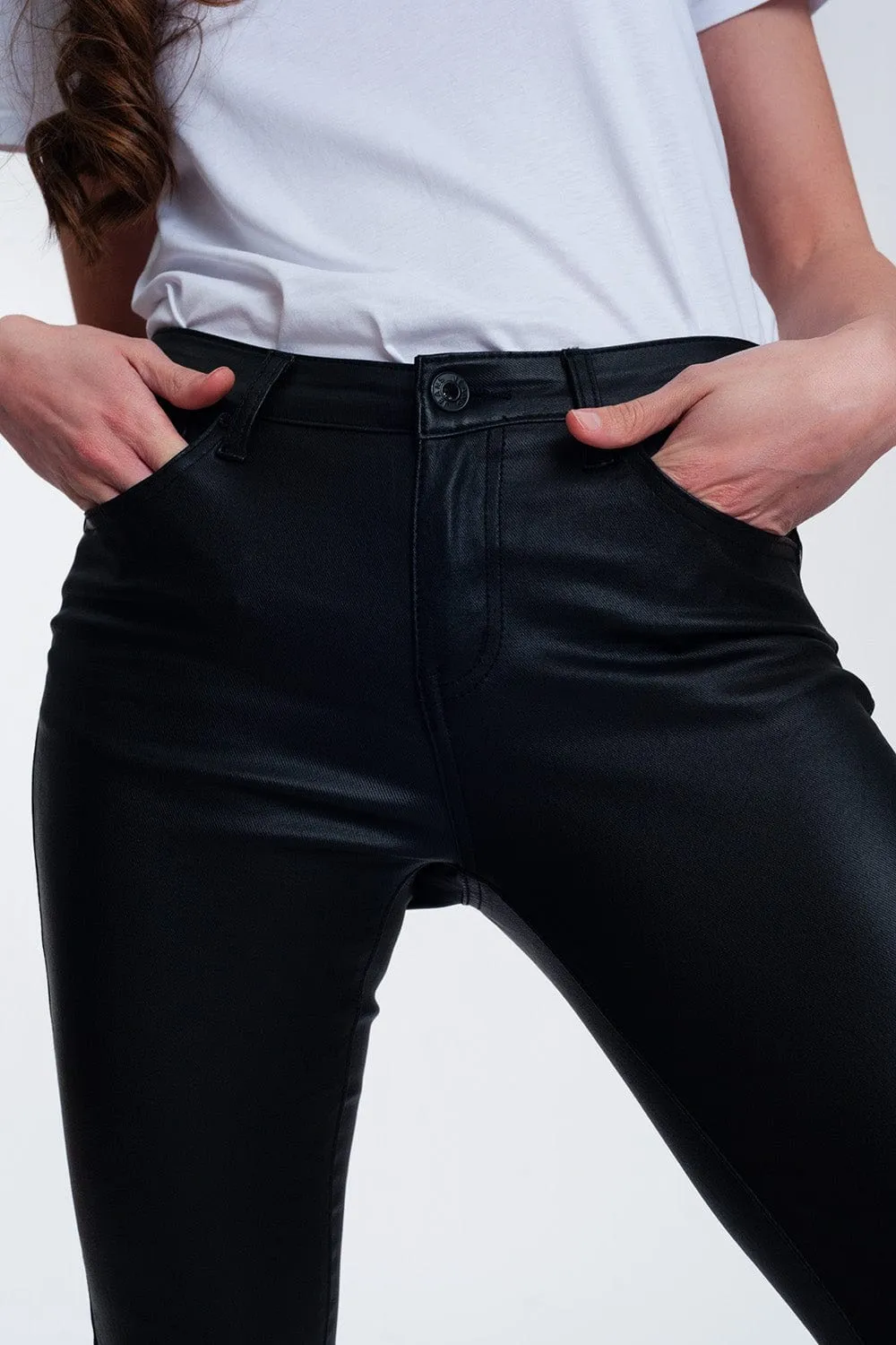 Coated Pants In Black