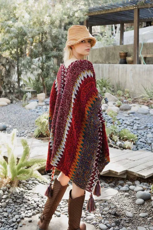 Colorful Crochet Patterned Ruana
