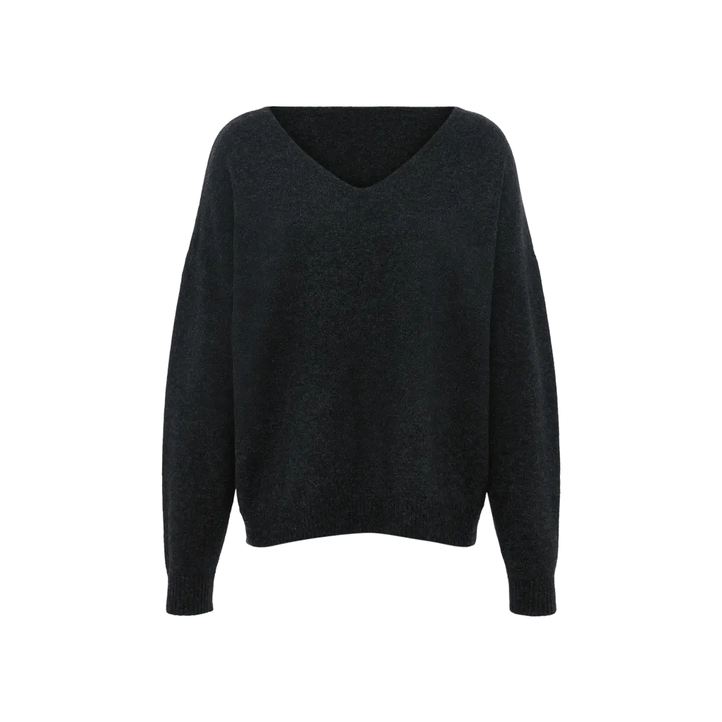 Cozy Knit V-Neck Sweater | Black