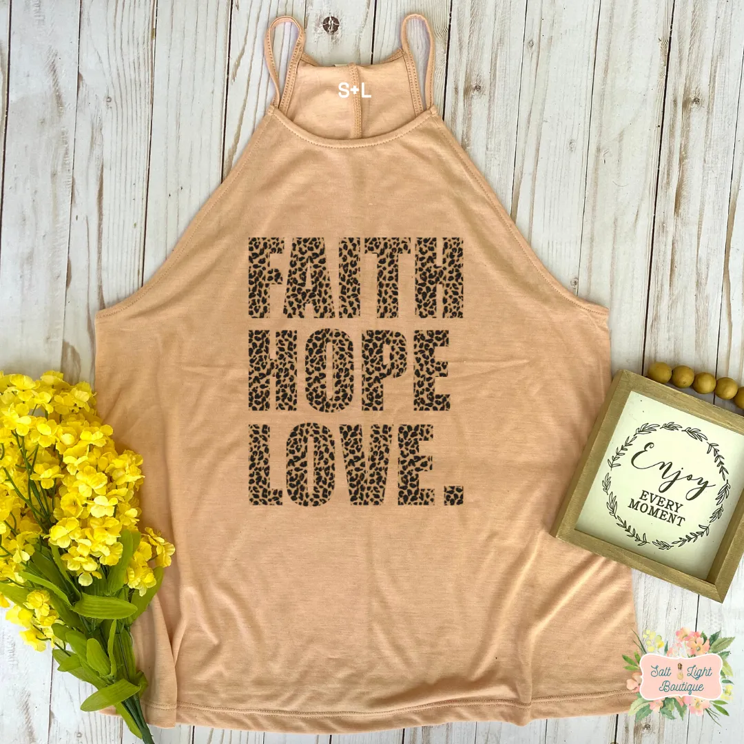 FAITH HOPE LOVE - LEOPARD PRINT | CLOTHED IN GRACE | WOMEN'S HIGH NECK
