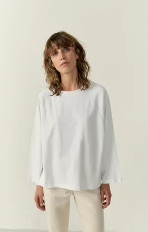 FIZVALLEY Long Sleeve Crew Tee in White