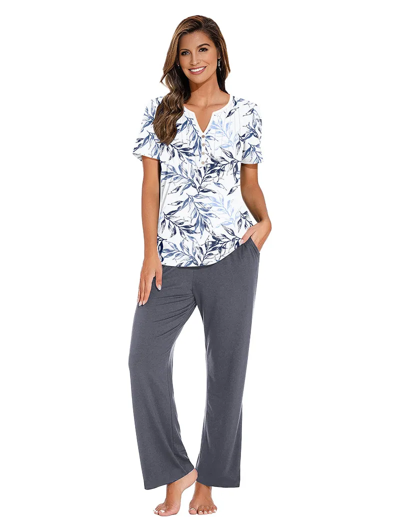 Fresh Leafy Pattern Loungewear Set