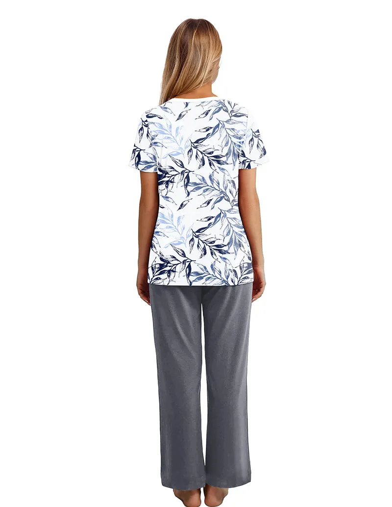Fresh Leafy Pattern Loungewear Set