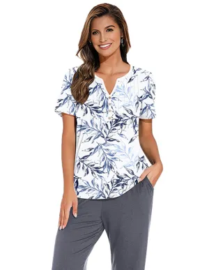 Fresh Leafy Pattern Loungewear Set