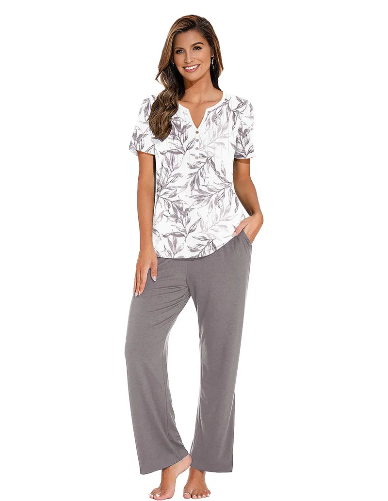 Fresh Leafy Pattern Loungewear Set