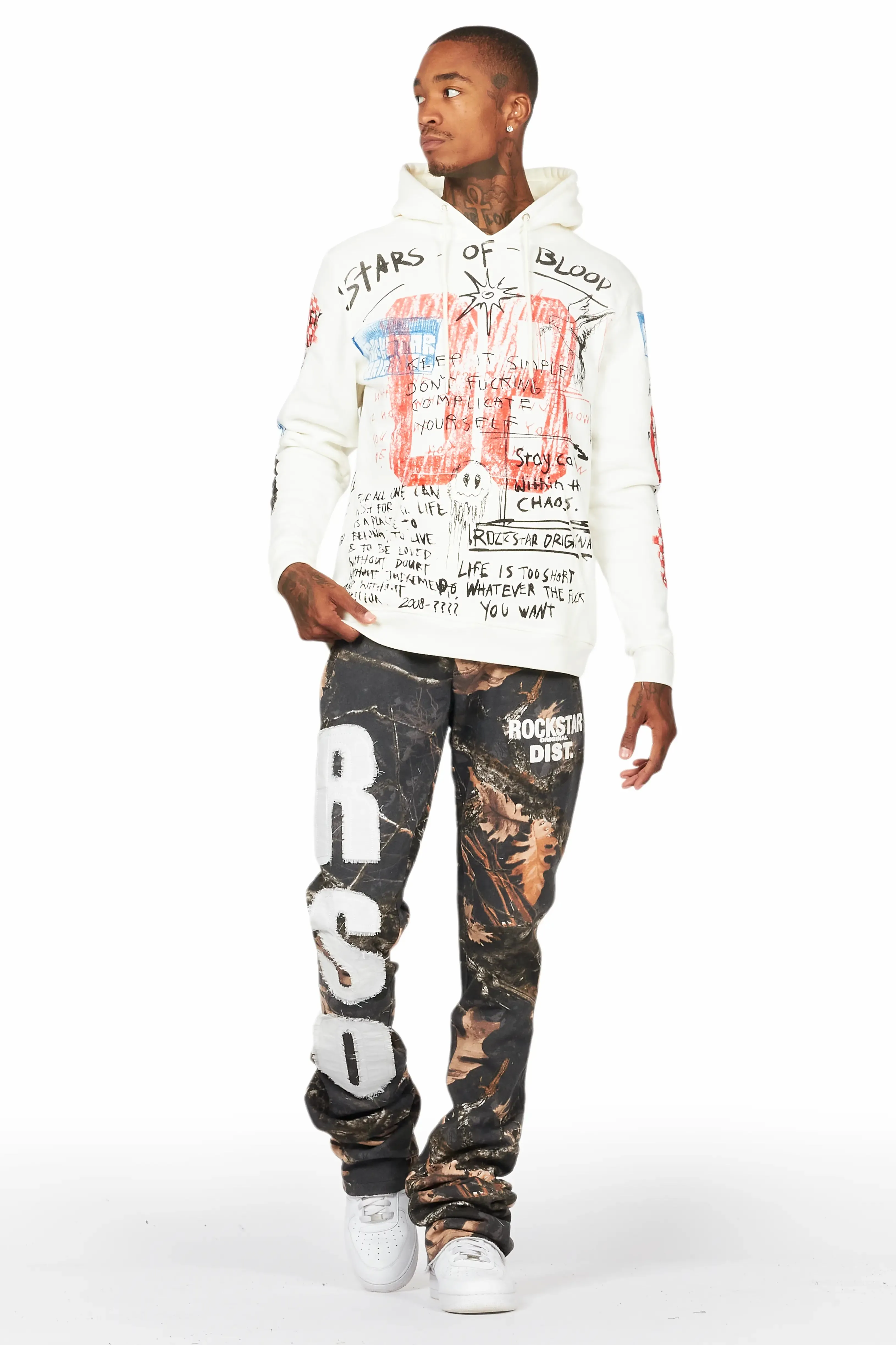 Gabin Beige Graphic Hoodie