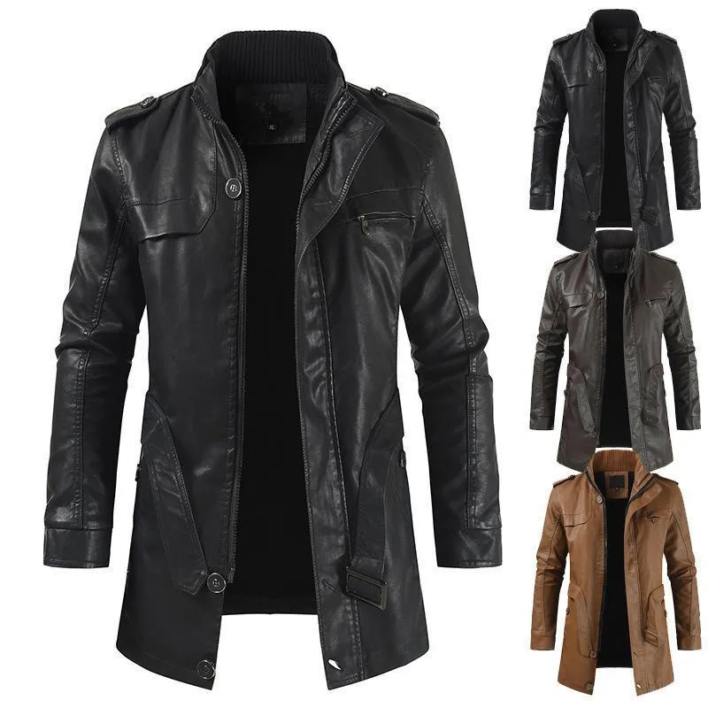 Hanrae Men's Classic Motorcycle Leather Jackets