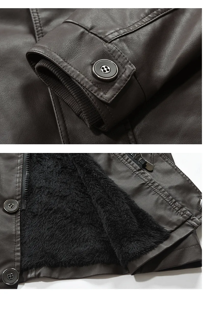 Hanrae Men's Classic Motorcycle Leather Jackets