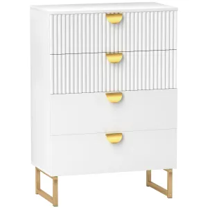 HOMCOM Elegant Chest of Four Drawers - White