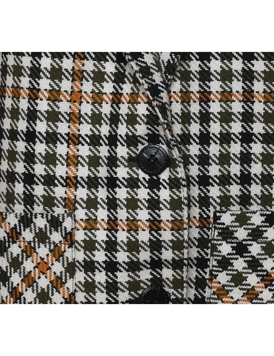 Houndstooth Black & Orange Classic Blazer - M