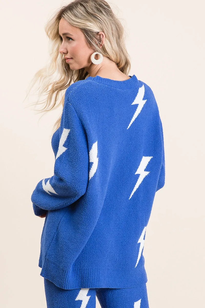 IP3619-01 | LIGHTNING PATTERN SOFT SWEATER KNIT PANTS
