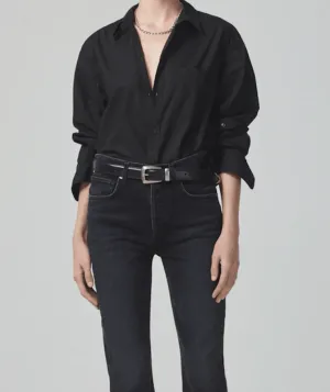 Kayla Shrunken Button Up Black