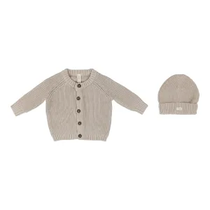 LILETTE  BY LIL LEGS  BY LIL LEGS NATURAL TAUPE CHUNKY KNIT CARDIGAN WITH BONNET