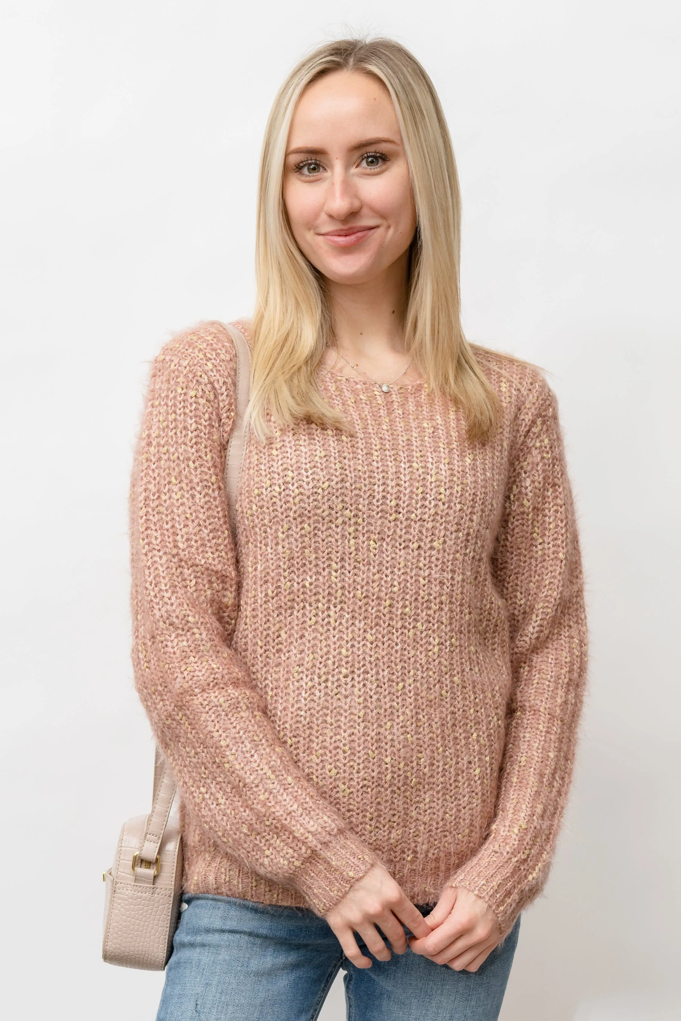 Lurex Fuzzy Sweater - PINK