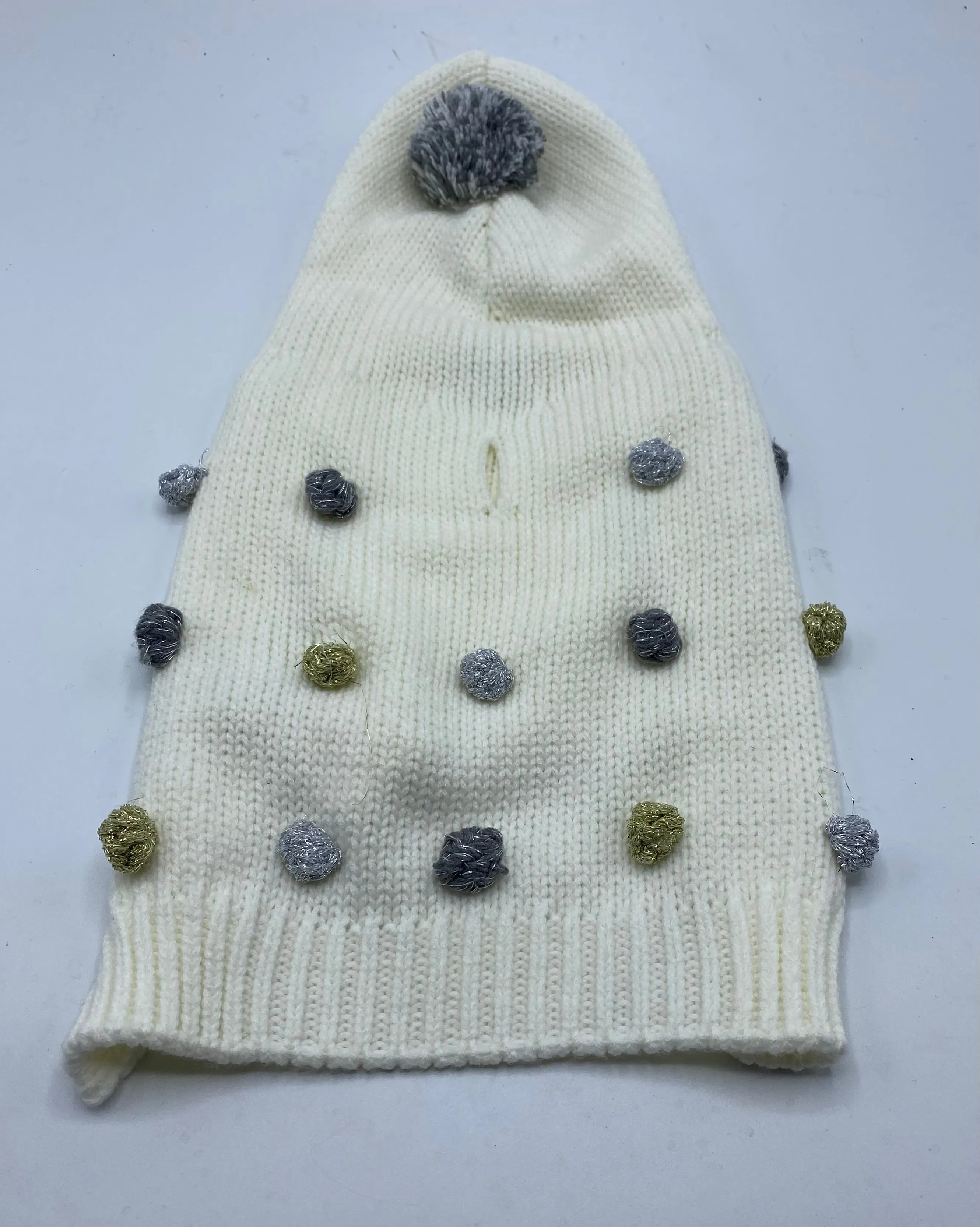 Martha silver Stewart Pom-Pom Hooded Dog Sweater