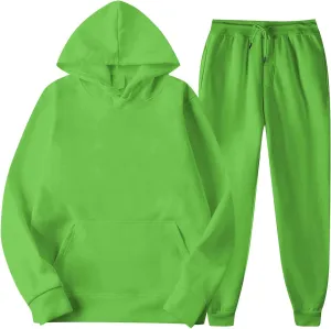Men's 2 Piece Sweatsuit Set Long Sleeve Solid Sweatshirts Drawstring Jogger Sweatshirt and Sweatpants Suit