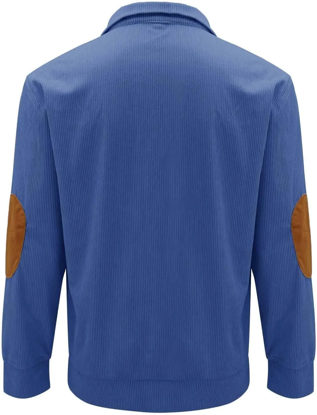 Men's Corduroy Sweatshirt Casual Long Sleeve Stand Collar Button Pullover Sweatshirts Lightweight Big and Tall Hoodie
