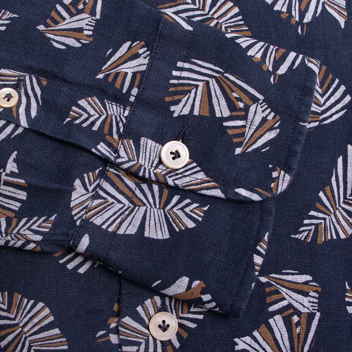 Navy Floral Pure Italian Linen Shirt