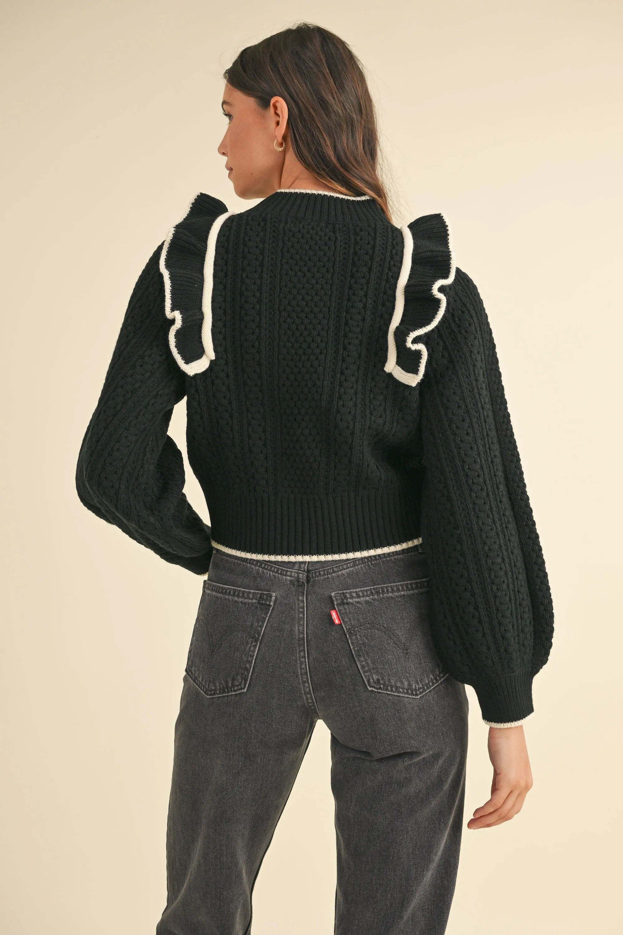Nightfall Black Ruffle Sweater