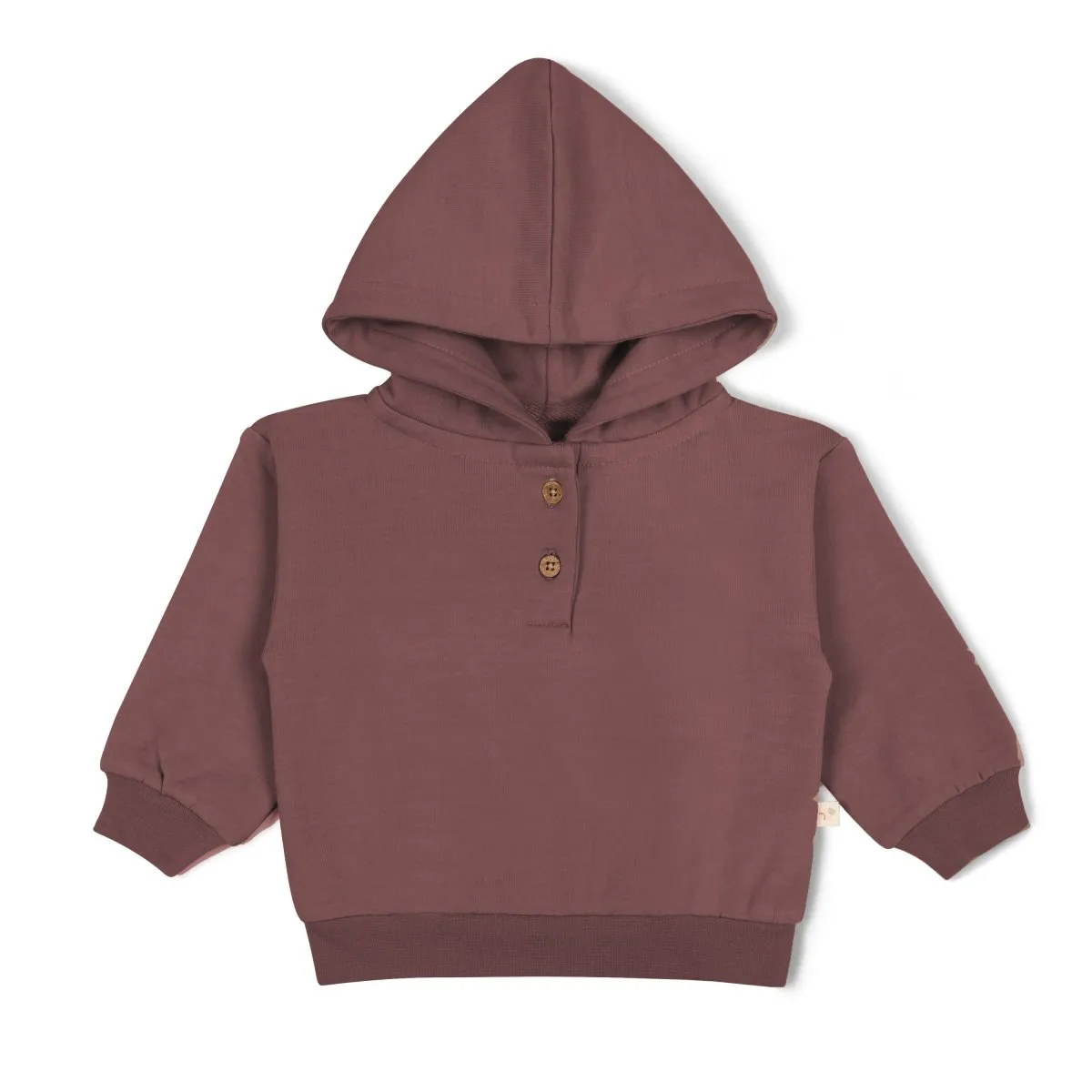 Organic Fleece Henley Hoodie - Plum