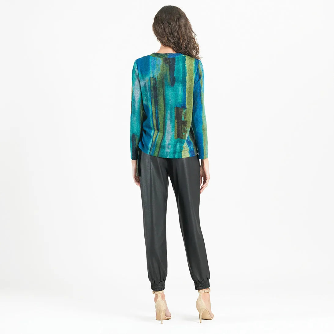 Paint Stroke Side Pull-Tie Sweater Top