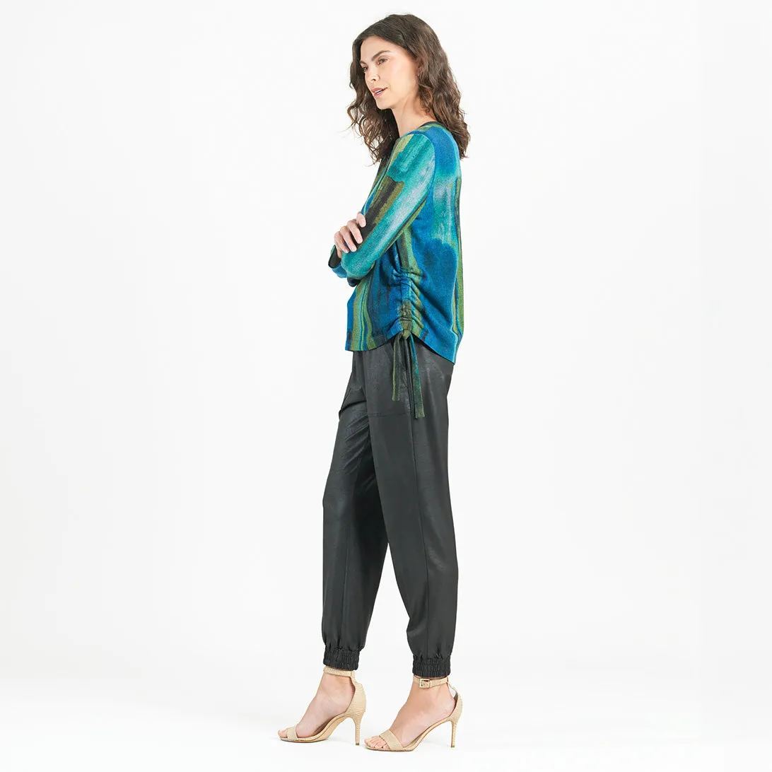 Paint Stroke Side Pull-Tie Sweater Top